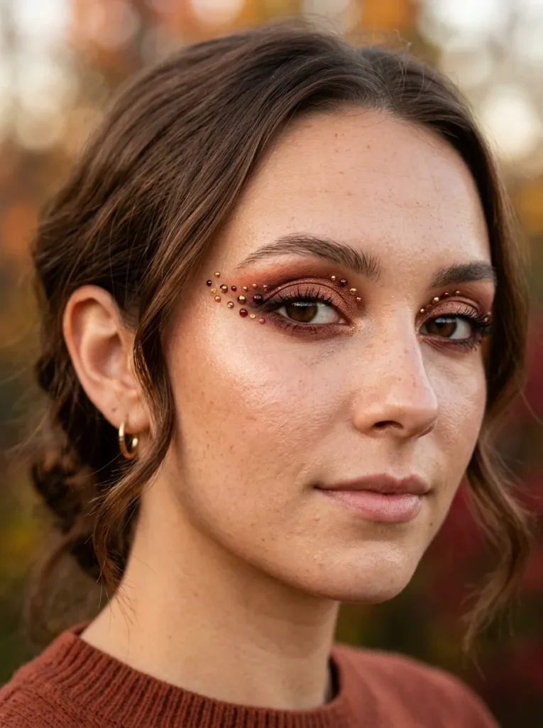 Beaded Autumn Eye Makeup