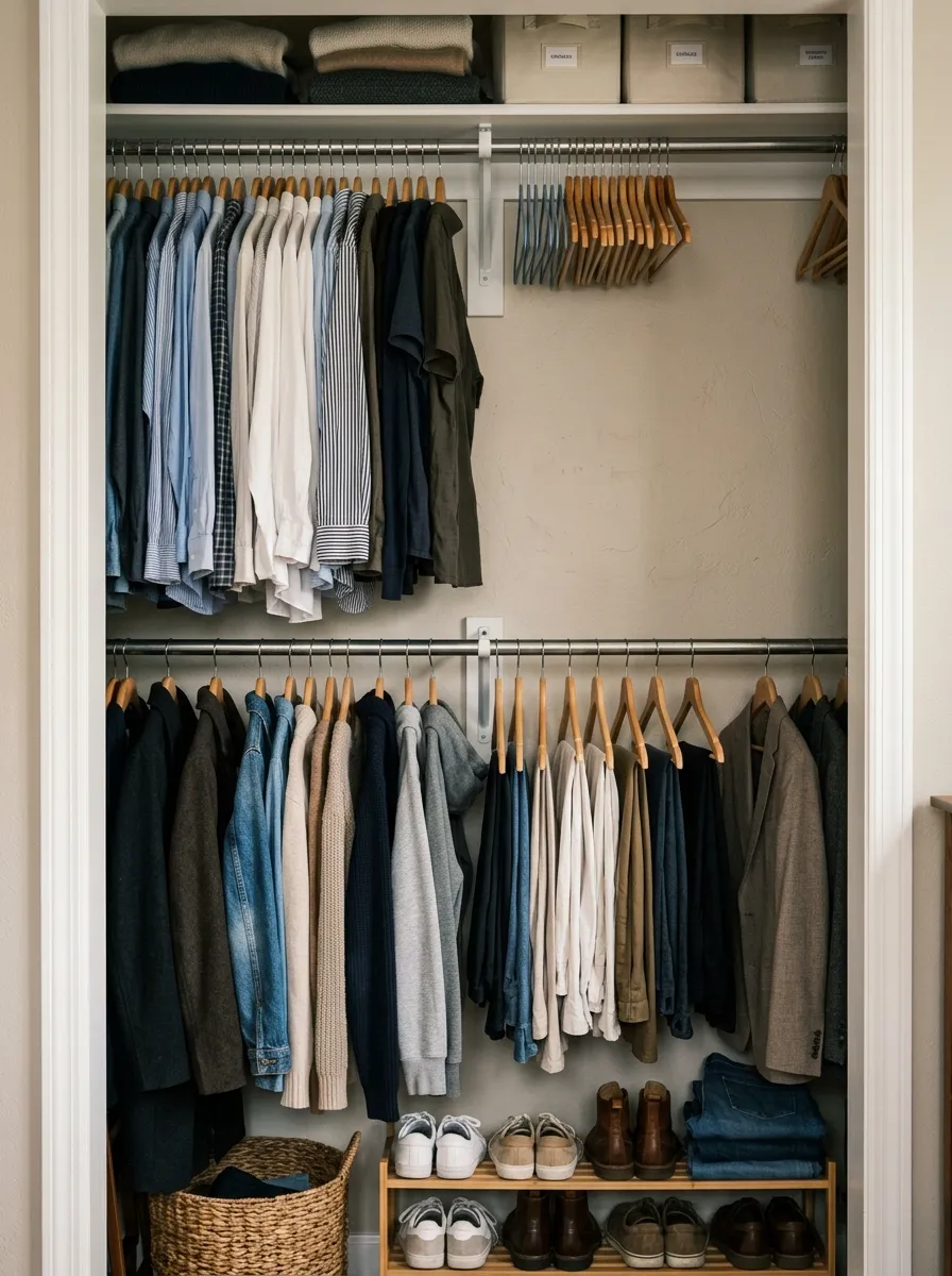 Double Hanging Closet Rod - interior home improvements mintpalment decor inspiration and aesthetic design idea