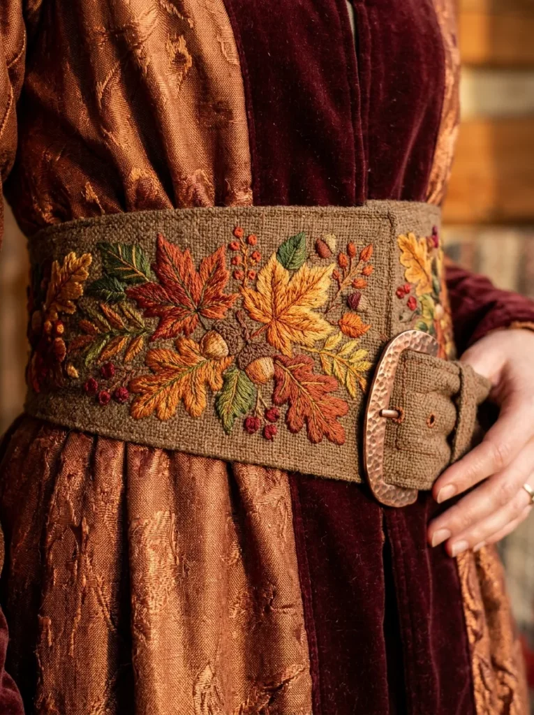 Embroidered Leaf Belt