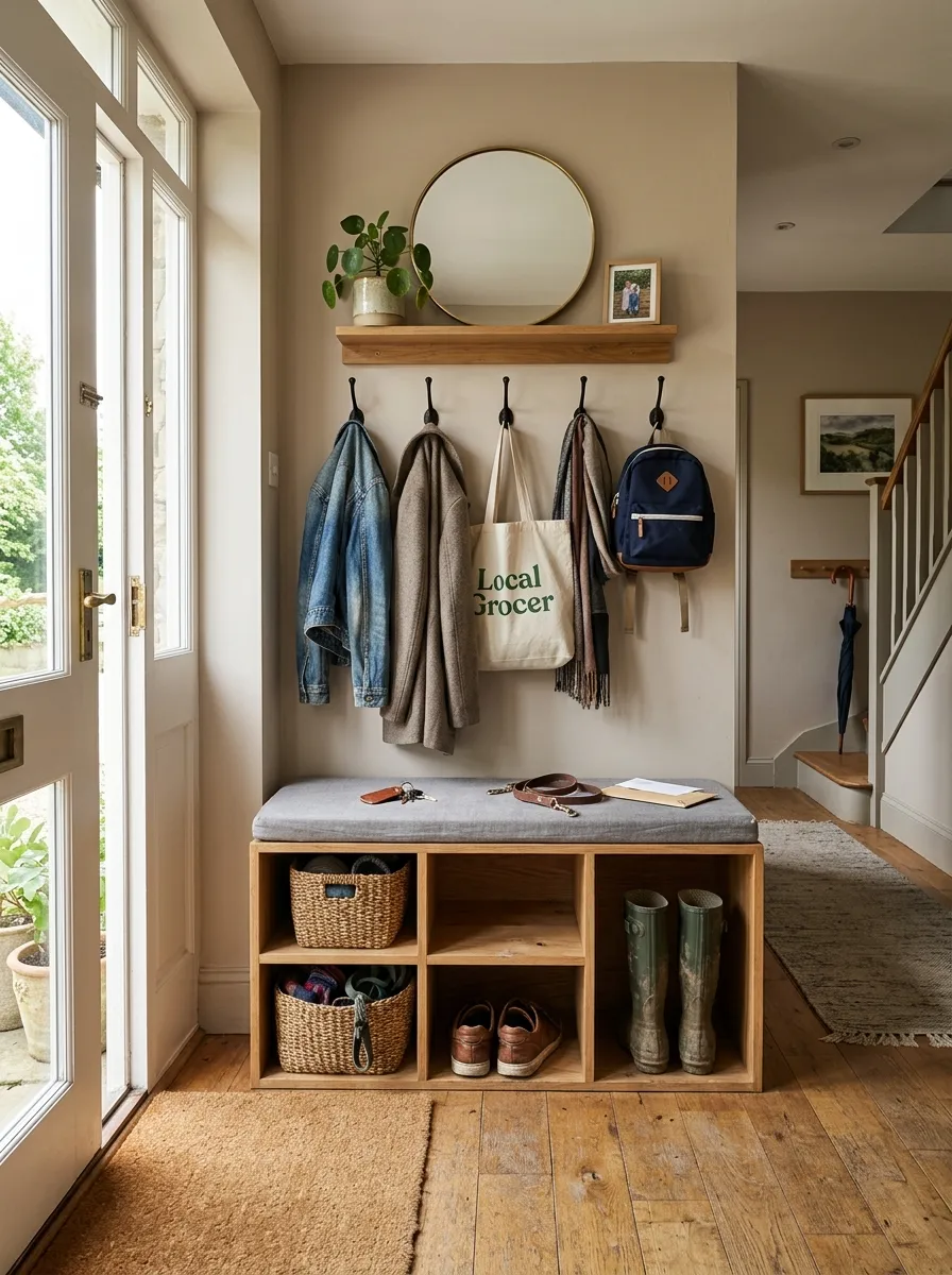 Entryway Storage Bench - interior home improvements mintpalment decor inspiration and aesthetic design idea