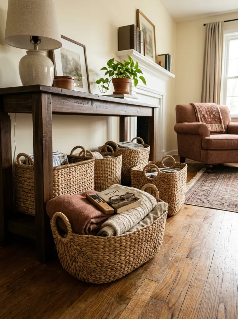 Hidden Storage Baskets - Upgrade tip llbloghome