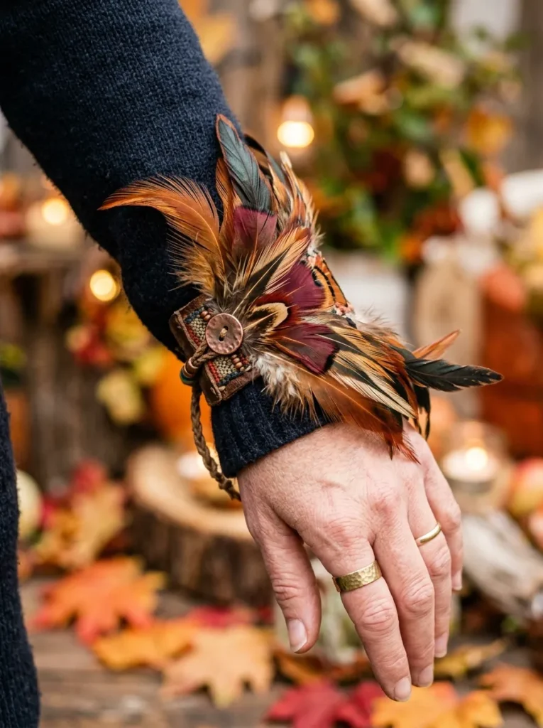Rooster Feather Wrist Cuffs