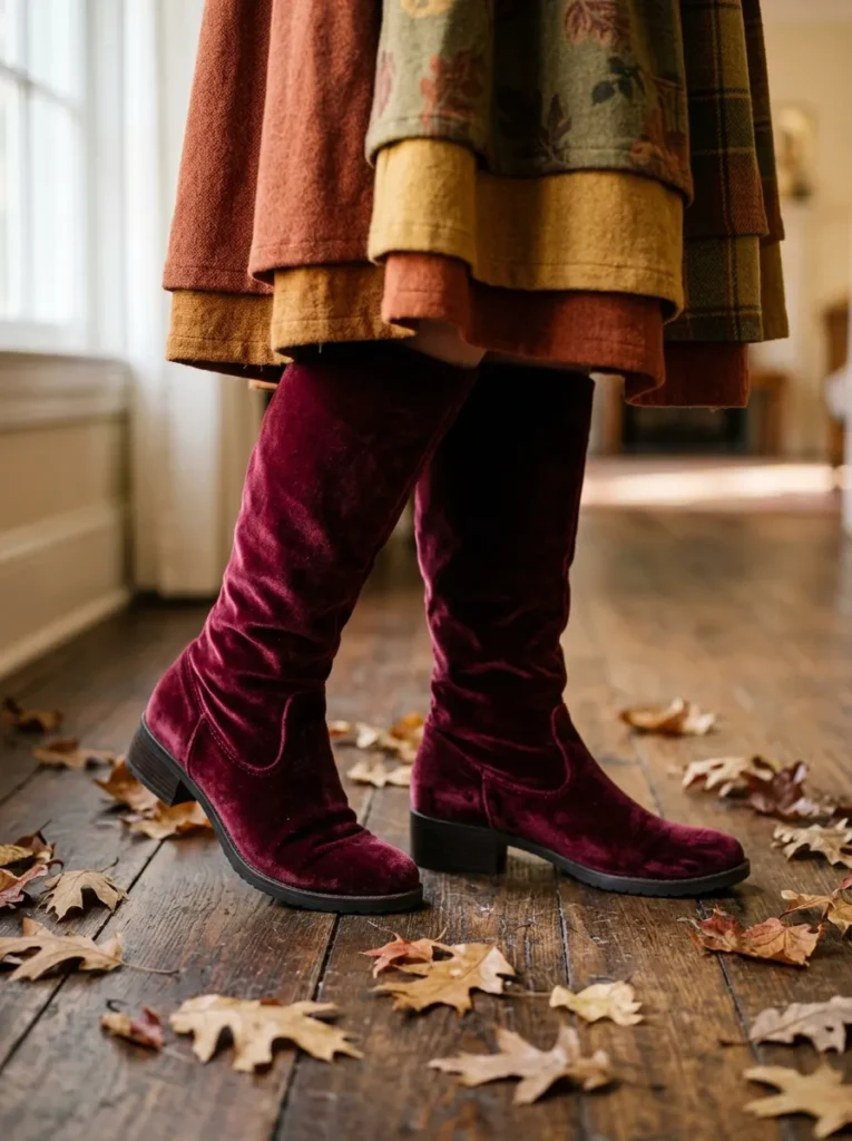 Velvet Thigh-High Bootings