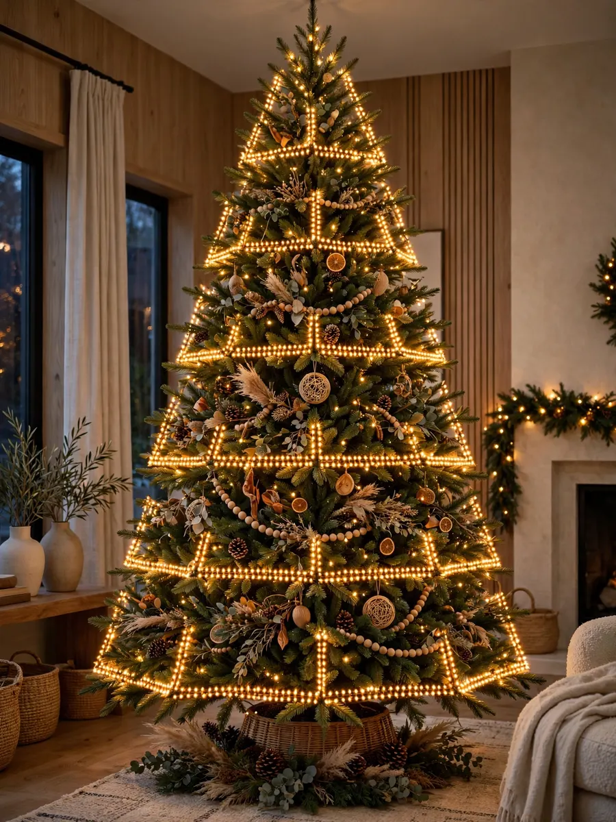 Amber Light Borders Arrangements idea for 14 Foot Christmas Tree