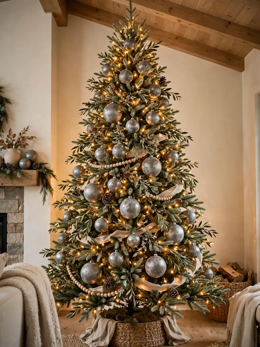 Distressed Zinc Spheres Touches idea for 14 Foot Christmas Tree