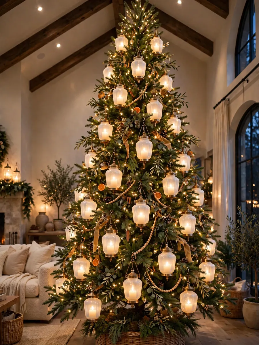 Opal Glass Lanterns Highlights idea for 14 Foot Christmas Tree