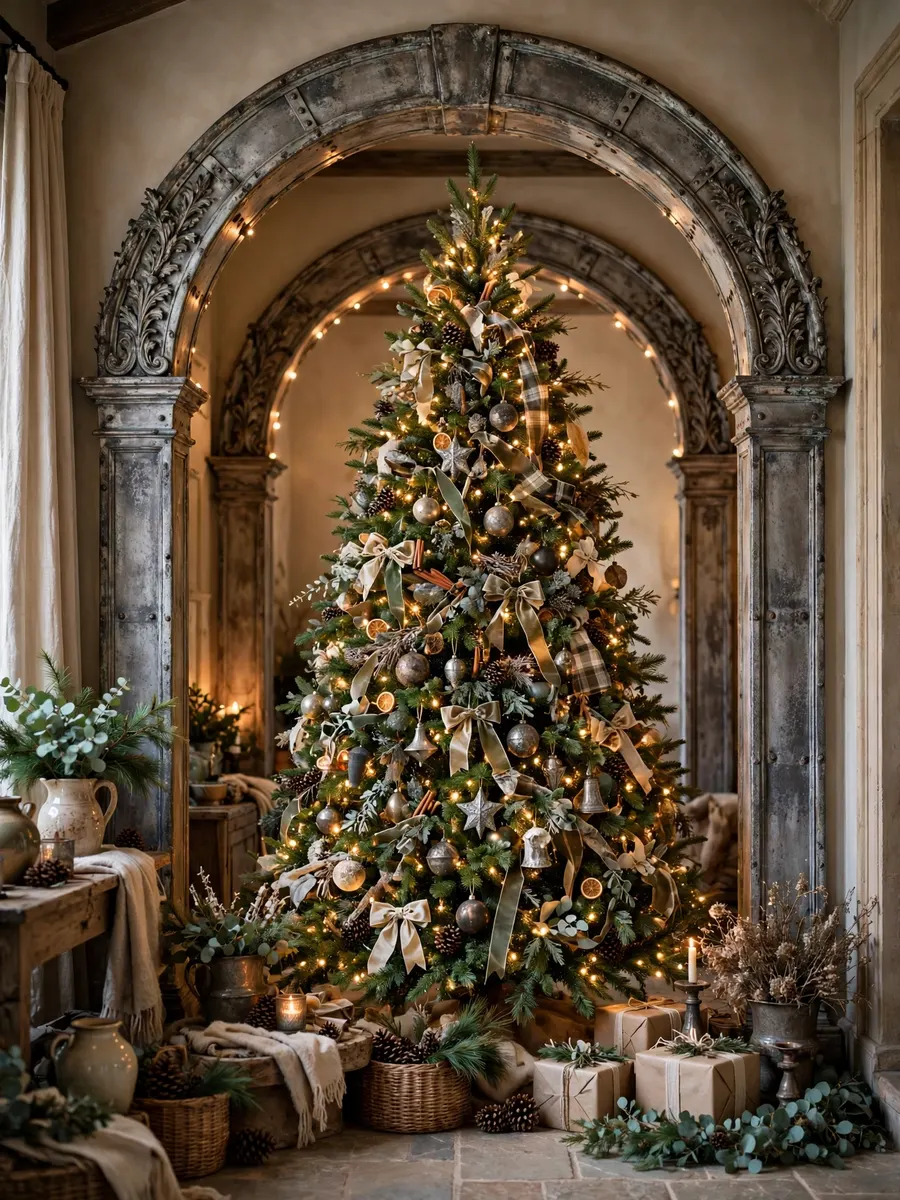 Aged Pewter Arch Accents idea for 16 Ft Christmas Tree