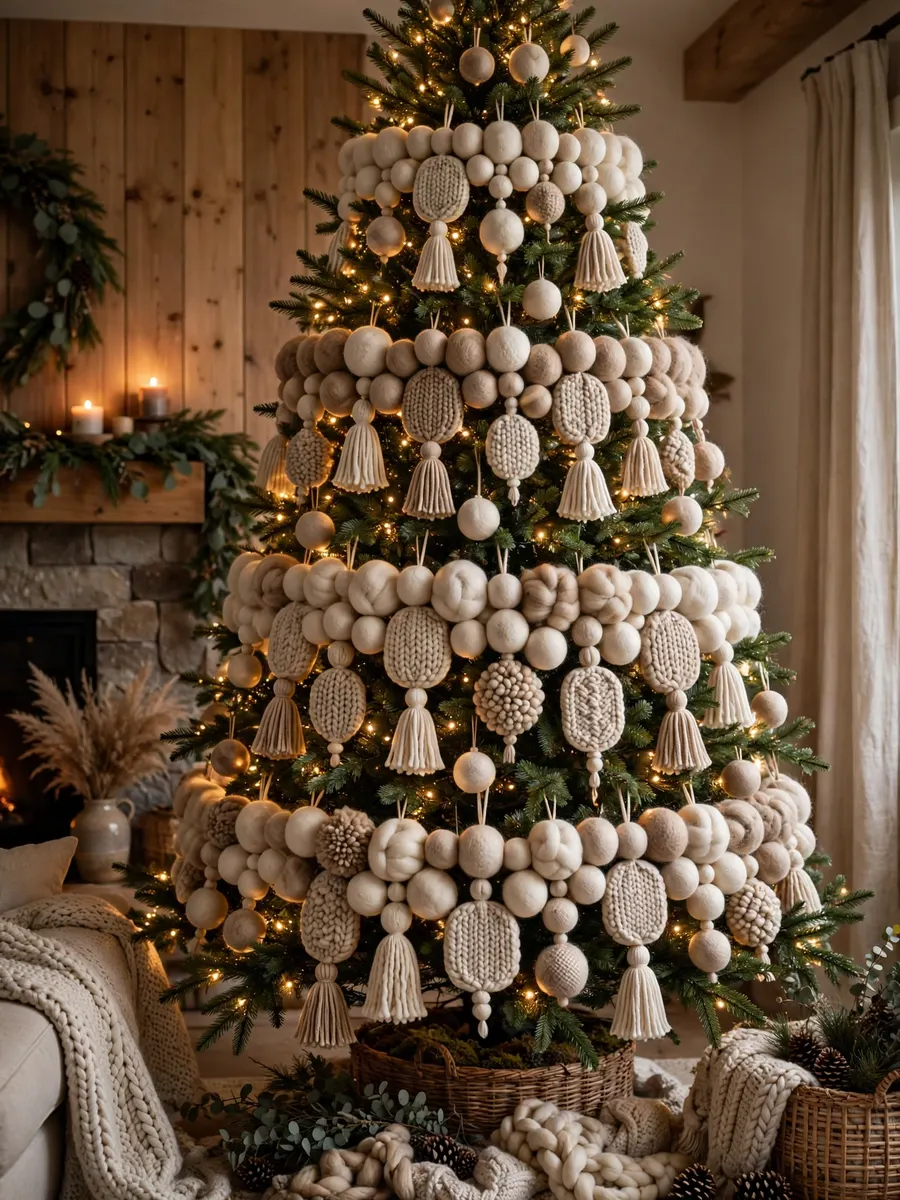 Chunky Wool Pendants Tiers idea for 16 Ft Christmas Tree