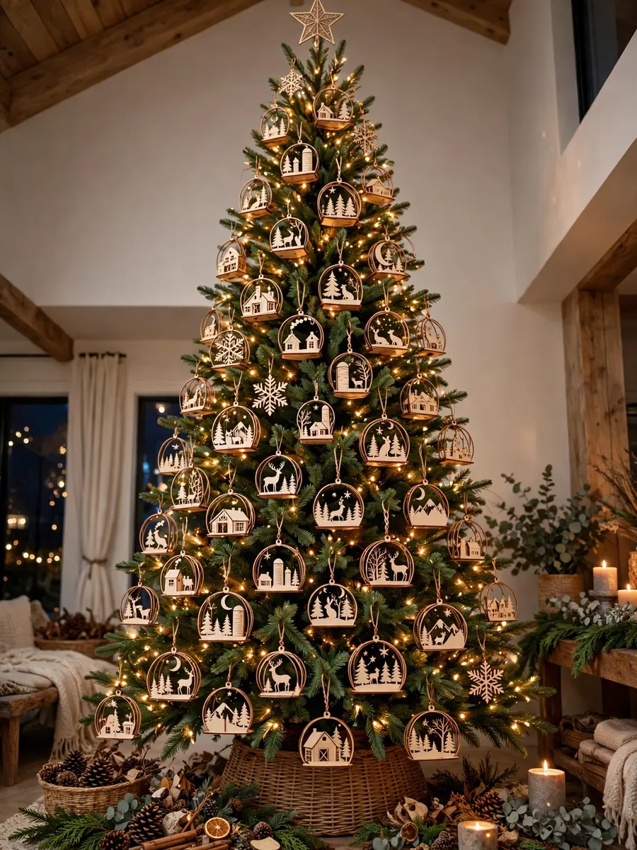 Laser-Cut Wood Wire Vignettes idea for 16 Ft Christmas Tree