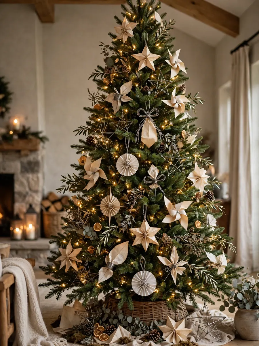 Pewter Wire Parchment Decor idea for 16 Ft Christmas Tree