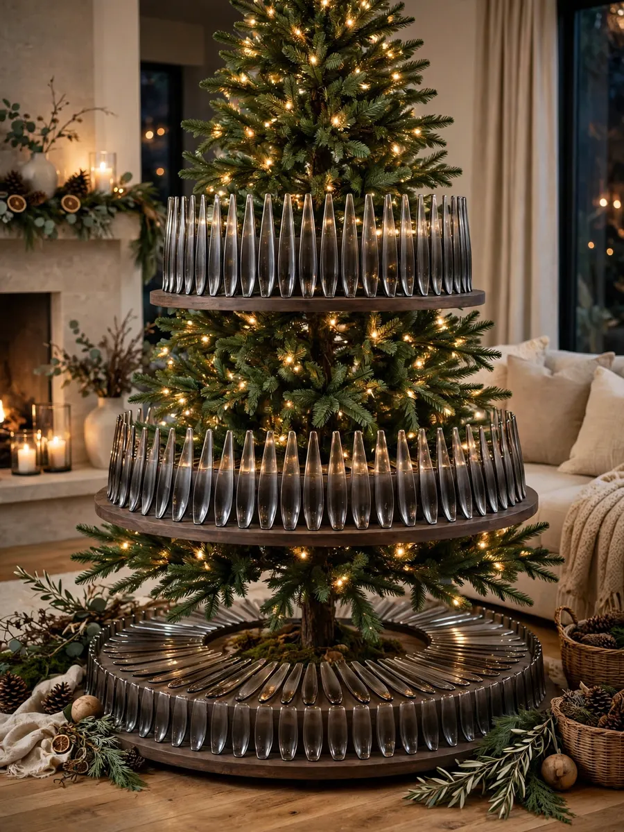 Smoked Glass Runners Tiers idea for 16 Ft Christmas Tree