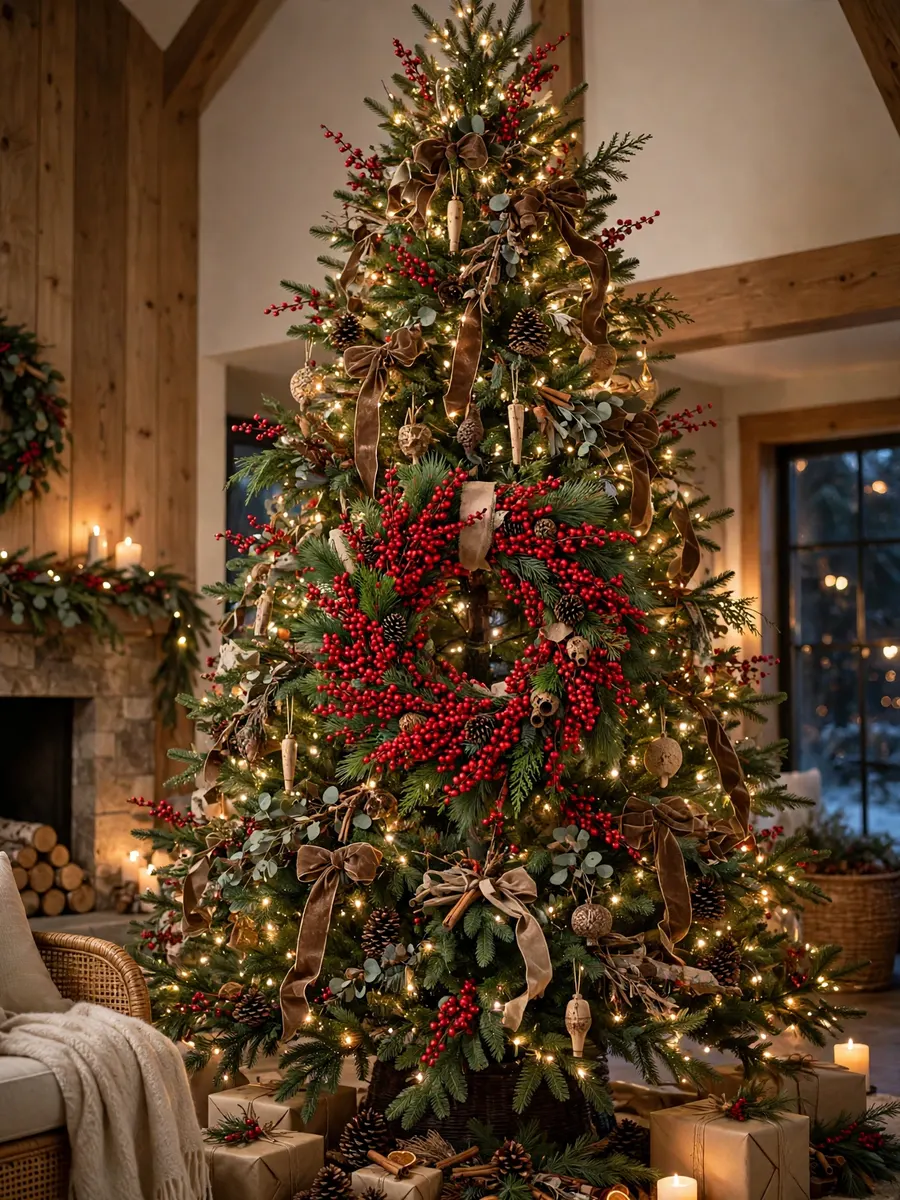 Winterberry Crimson Wreath Features idea for 16 Ft Christmas Tree
