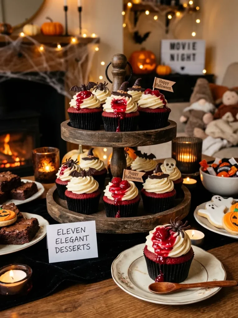 Bleeding Red Velvet Cupcakes - halloween movie night ideas