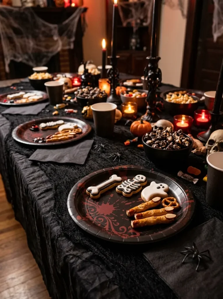 Blood Splatter Themed Horror Plates - halloween paper plates (Cinematic blood splatter themed horror disposable plates for haunted banquets)