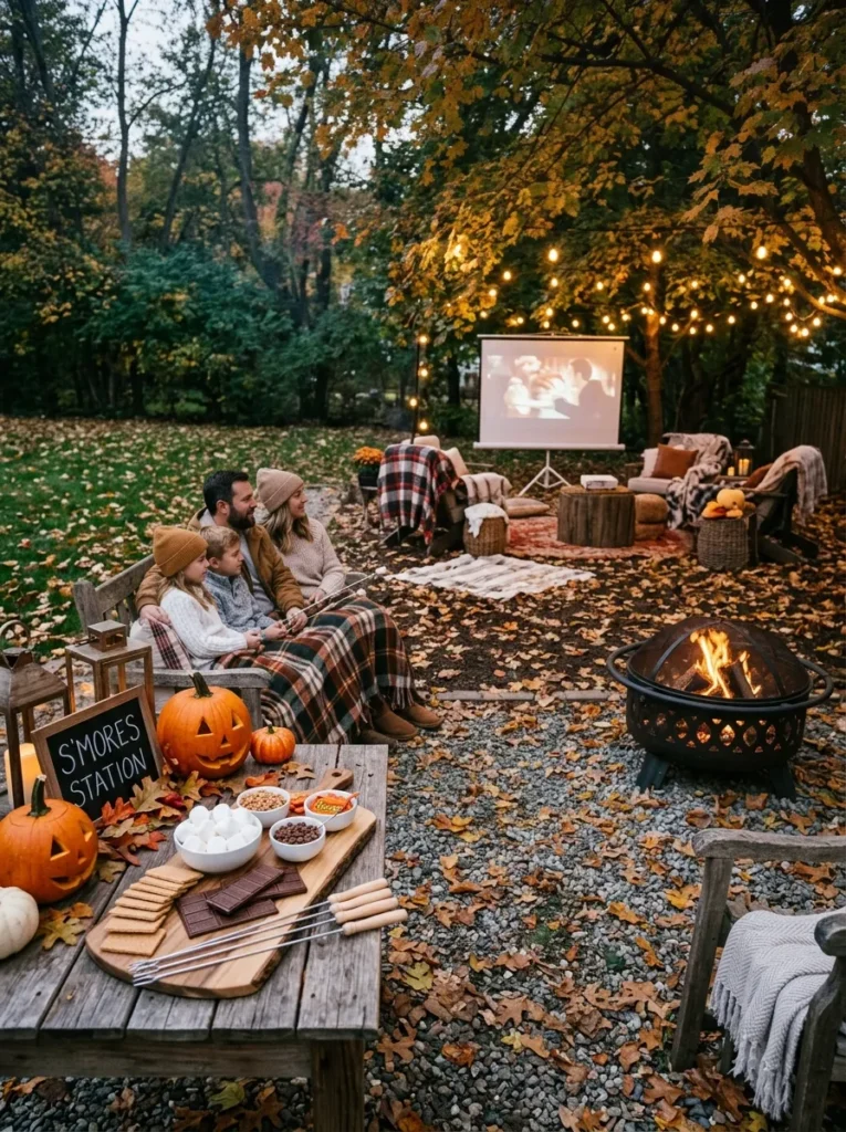 Campfire Fire Pit Smores Station - halloween movie night ideas