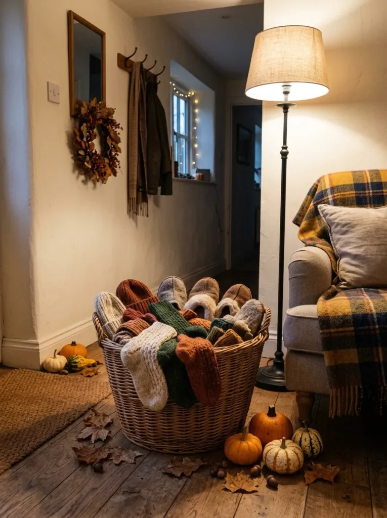 Cozy Wool Slipper and Sock Baskets - halloween movie night ideas