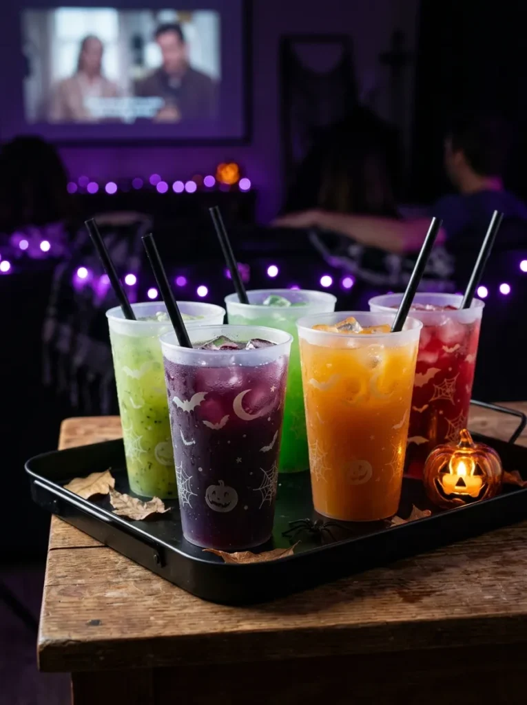 Creepy Glow-in-the-Dark Drink Cups - halloween movie night ideas