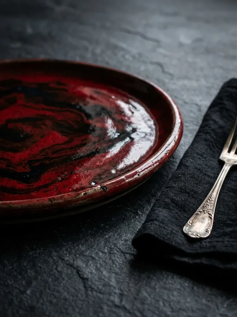 Crimson Blood-Glazed Gothic Stoneware