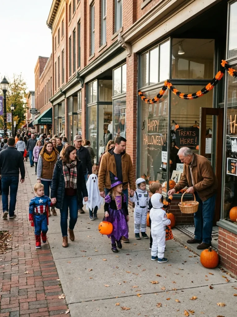Downtown Merchant Trick-or-Treat Street Walk - halloween events near me for kids (Daytime storefront trick-or-treating pedestrian street festival)