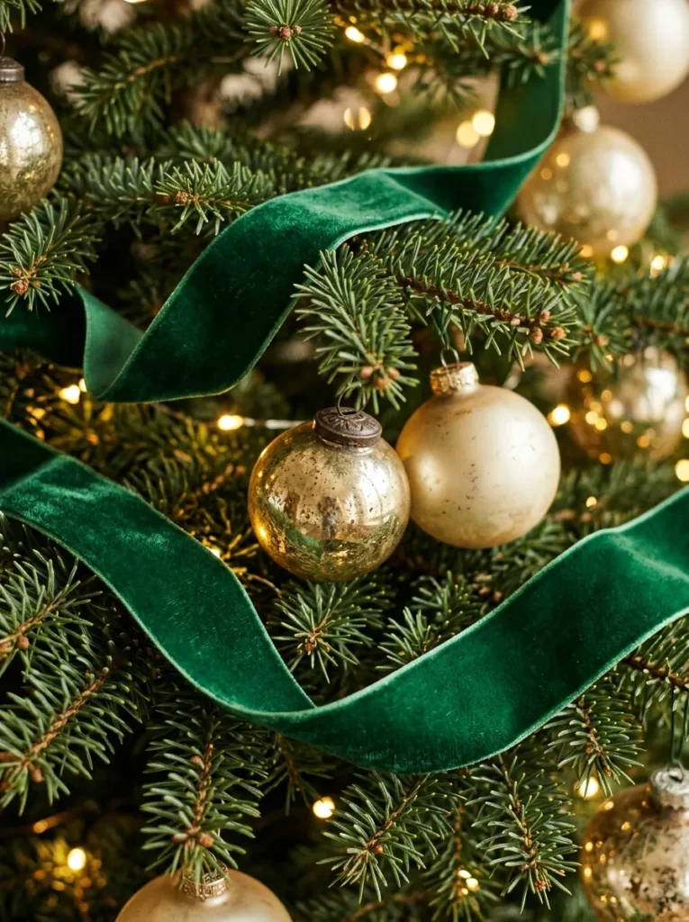 Emerald Velvet Borders Highlights - dated christmas ornaments (Artisanal emerald velvet borders highlights arranged as elegant dated christmas ornaments with festive textures and warm ambient lighting)