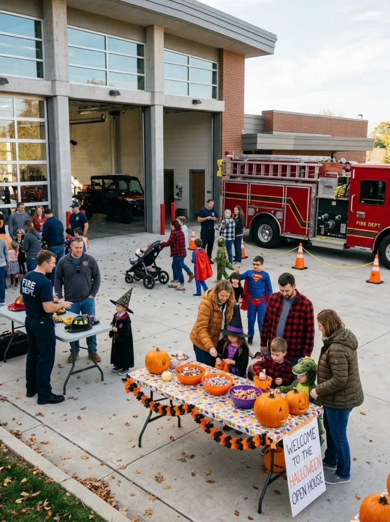 Fire Station Open House and Safety Trunk-or-Treat - halloween events near me for kids (Community firehouse open house with truck tours and candy distribution)