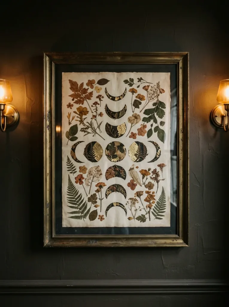 Framed Pressed Botanical Moon Phases