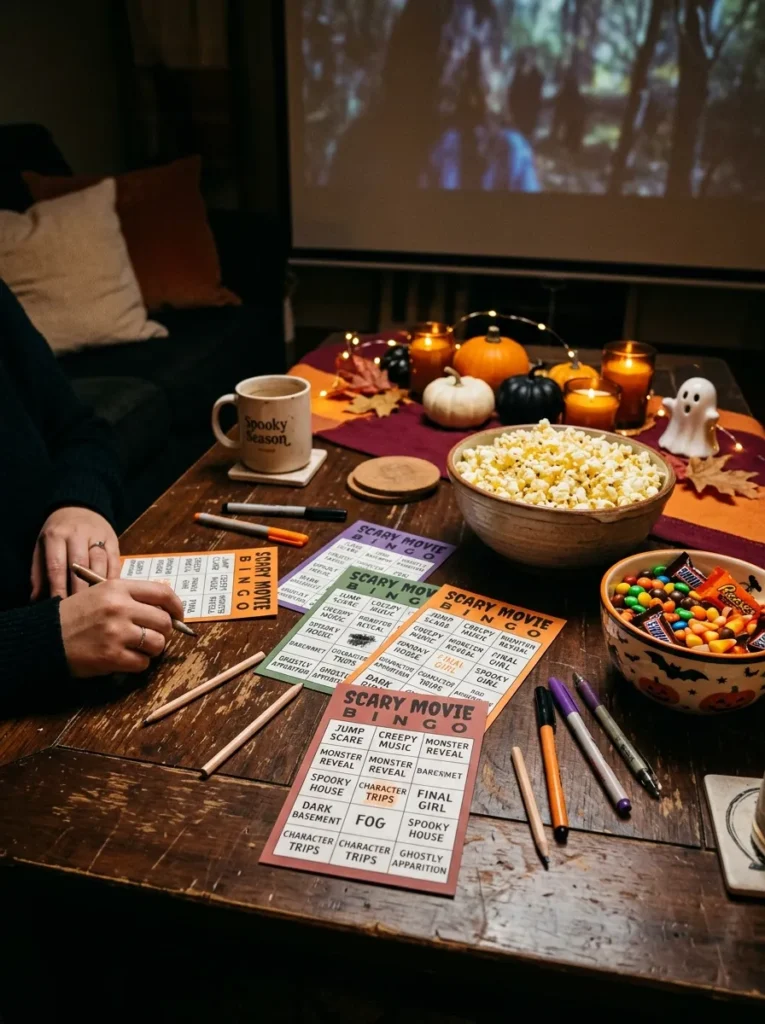 Interactive Movie Bingo Cards - halloween movie night ideas