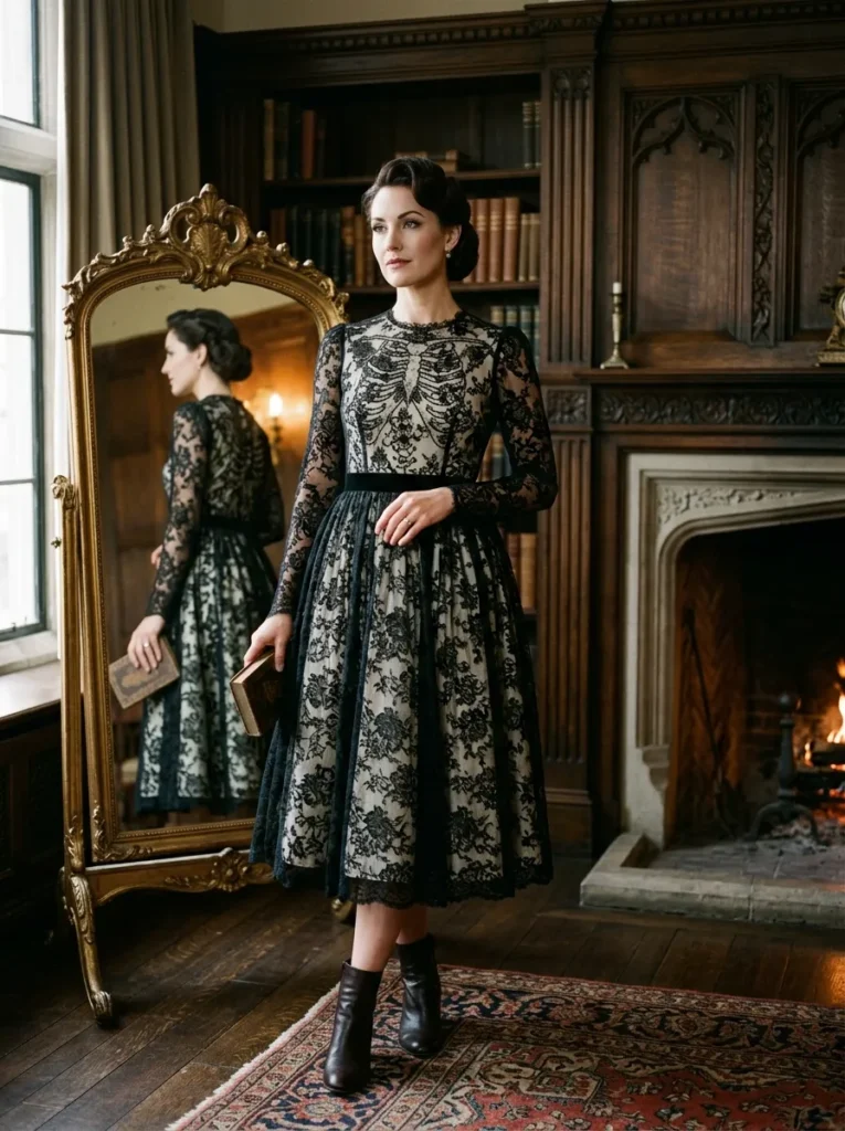  Lace Overlay Fit-and-Flare