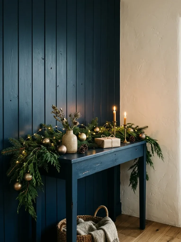 Midnight Sapphire Wood Features - magical nights of lights (Sculpted sapphire blue painted timber accents glowing in magical nights of lights)