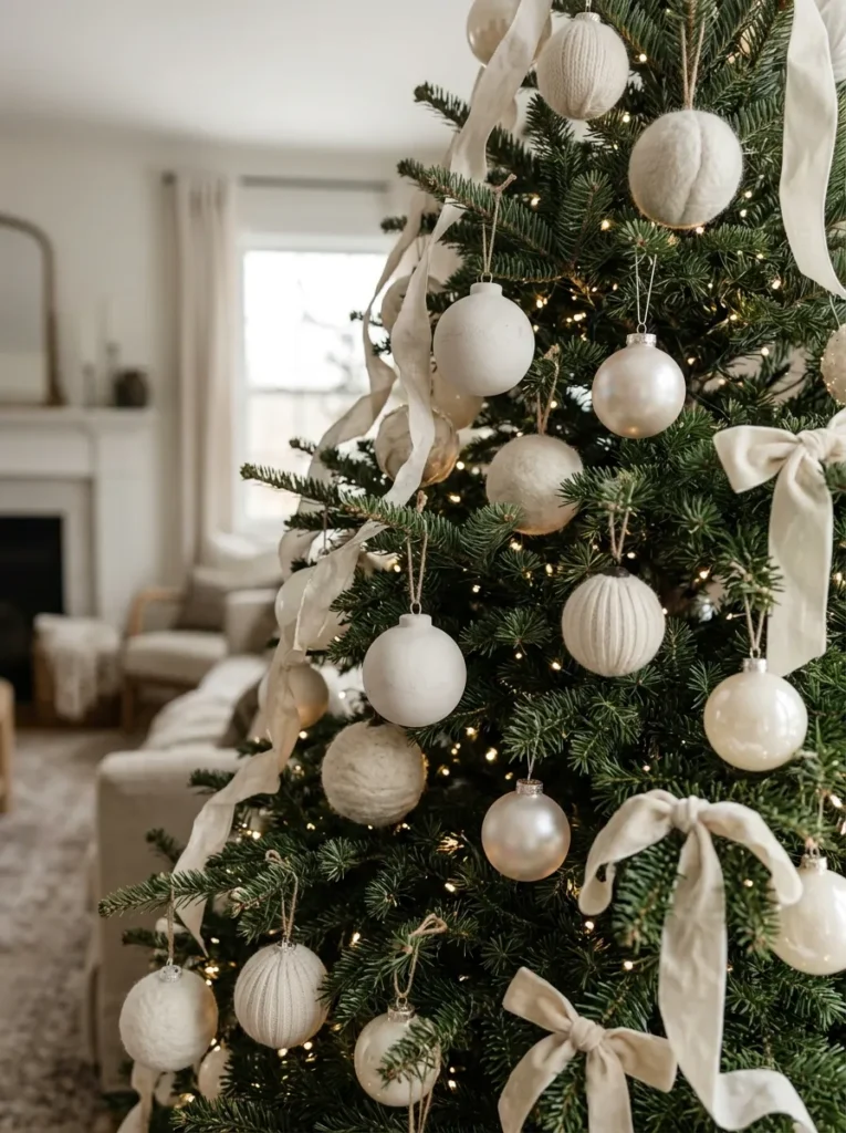 Monochromatic Cashmere White Baubles