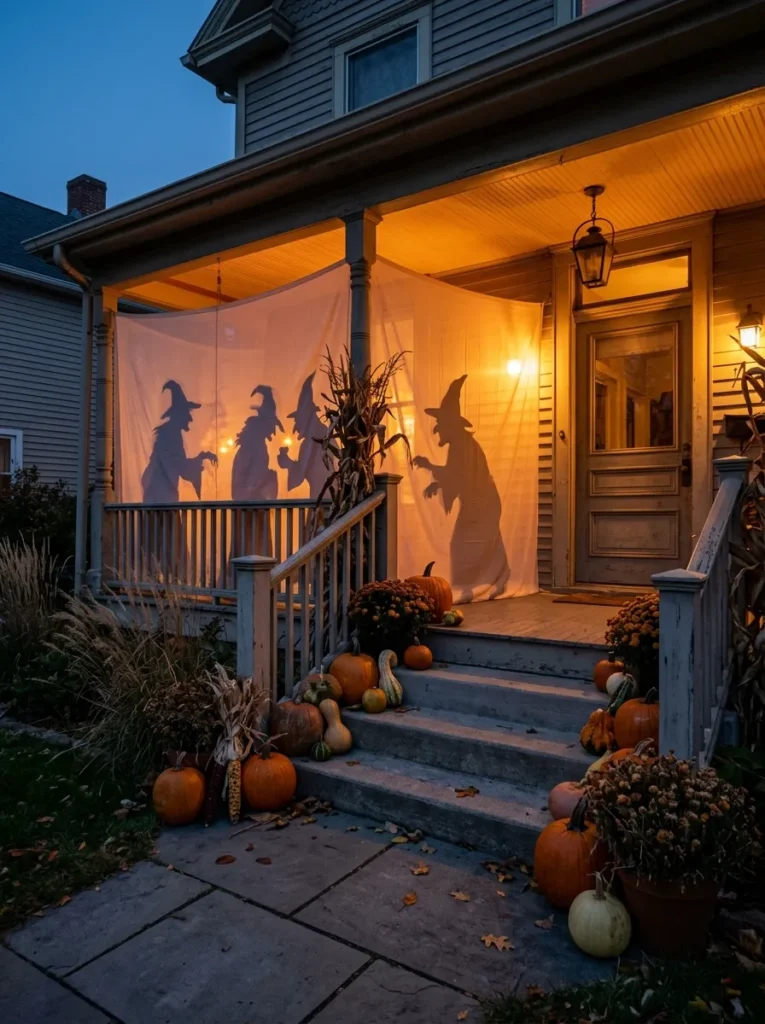 Porch Witch Gathering Silhouette Circle
