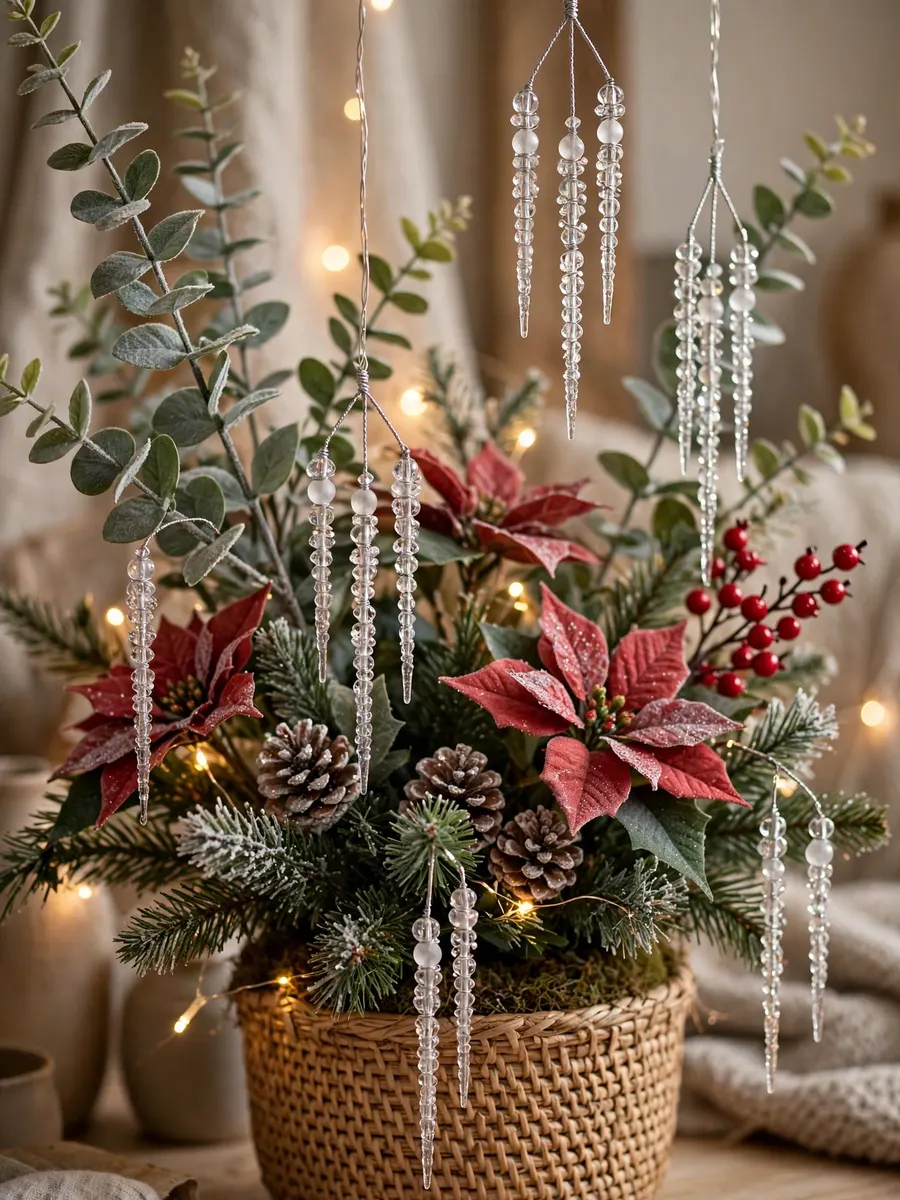 Beaded Wire Icicle Vignettes idea for Christmas Artificial Flowers