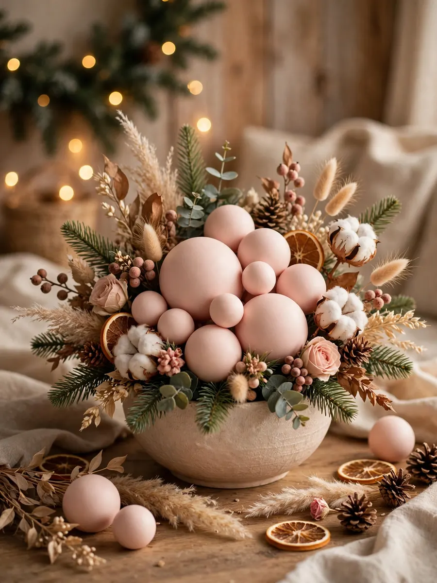 Blush Pink Spheres Arrangements idea for Christmas Artificial Flowers