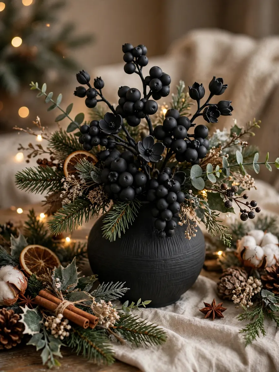 Matte Black Porcelain Clusters idea for Christmas Artificial Flowers