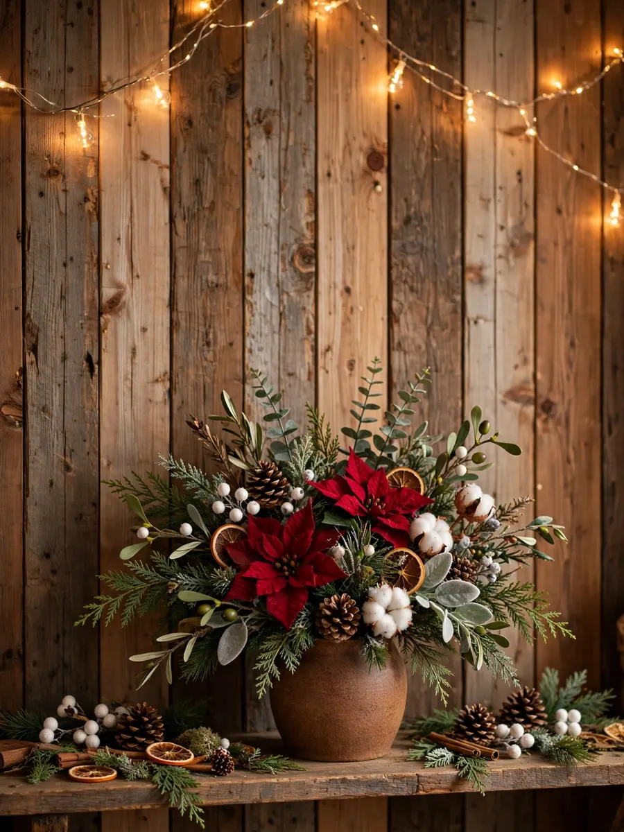 Rustic Cedar Wall Accents idea for Christmas Artificial Flowers