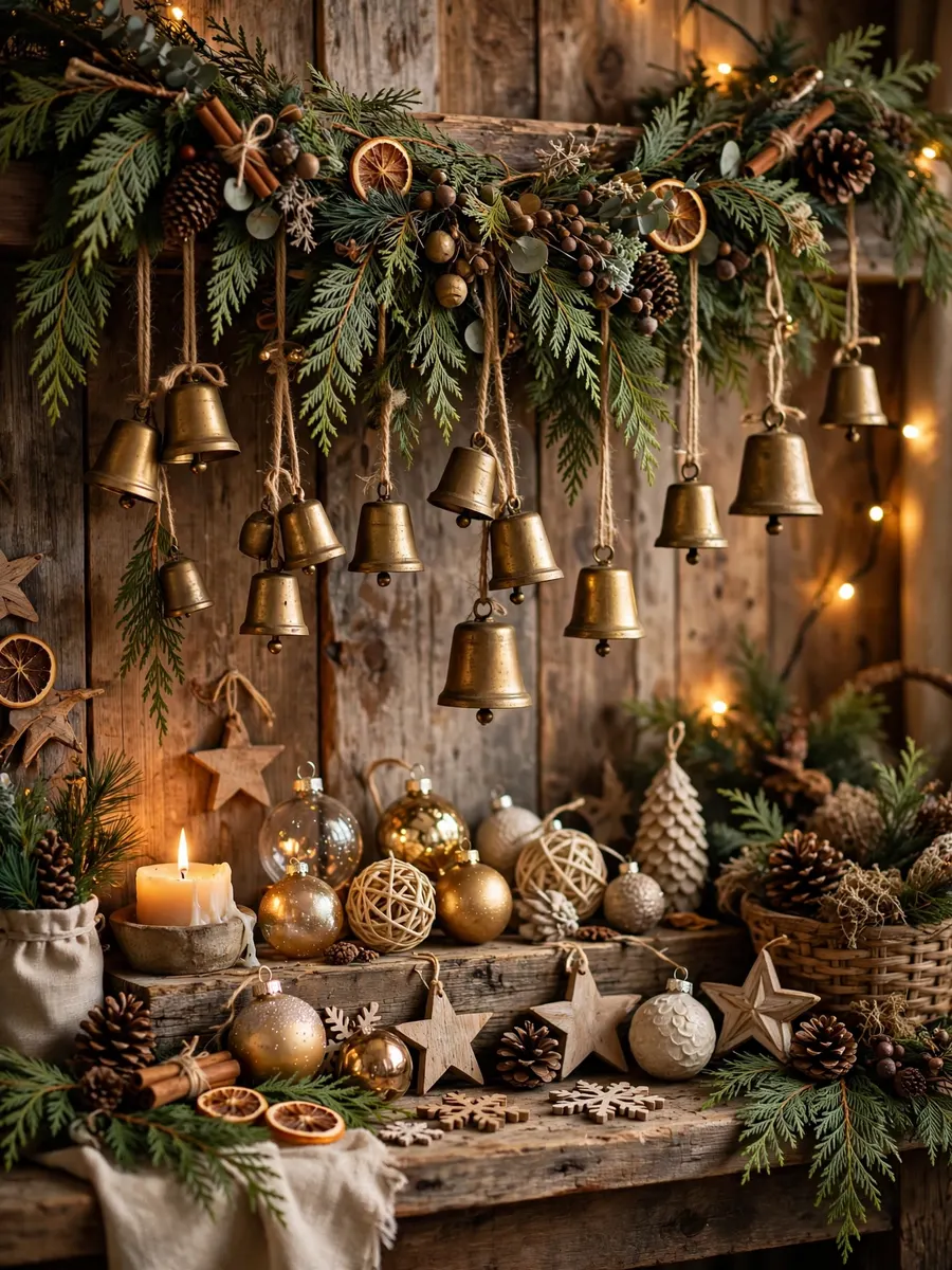 Rustic Cedar Bell Decor idea for Christmas House Ornaments