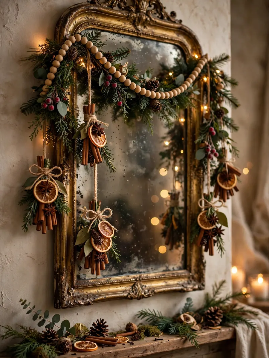 Antique Mirror Spice Clusters idea for Christmas Tree Beaded Garland