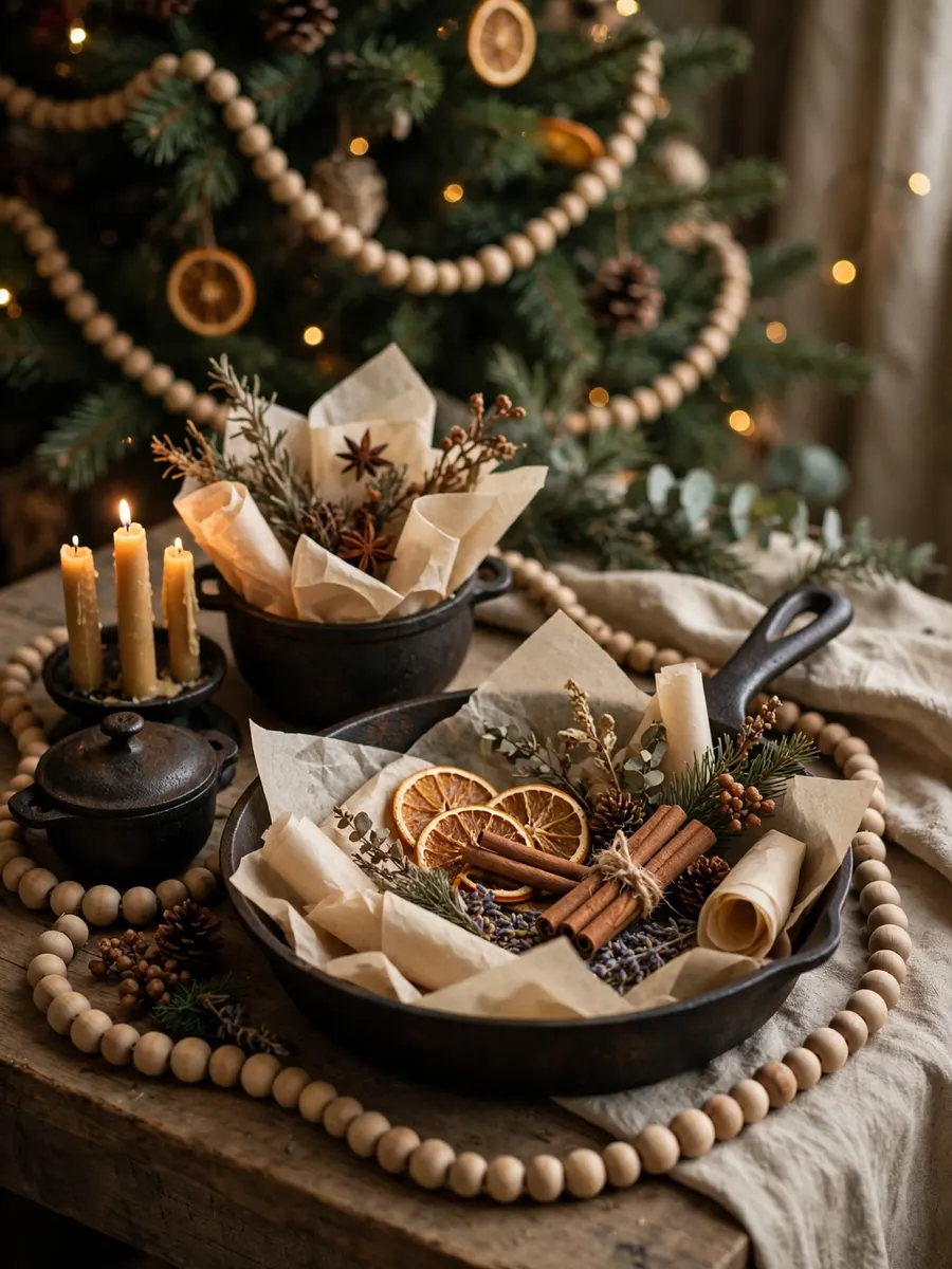 Cast Iron Parchment Arrangements idea for Christmas Tree Beaded Garland