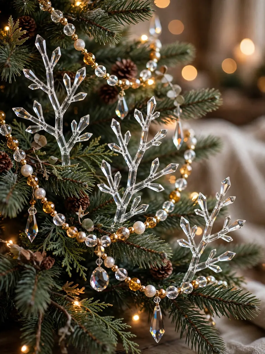 Faceted Crystal Twig Concepts idea for Christmas Tree Beaded Garland