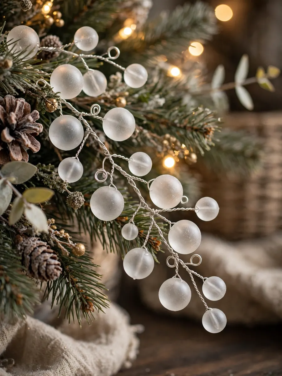 Frosted Glass Wire Features idea for Christmas Tree Beaded Garland