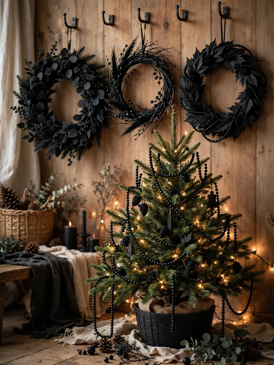 Matte Black Wreath Concepts idea for Christmas Tree Beaded Garland