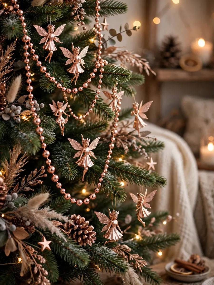 Rose Gold Fairy Accents idea for Christmas Tree Beaded Garland
