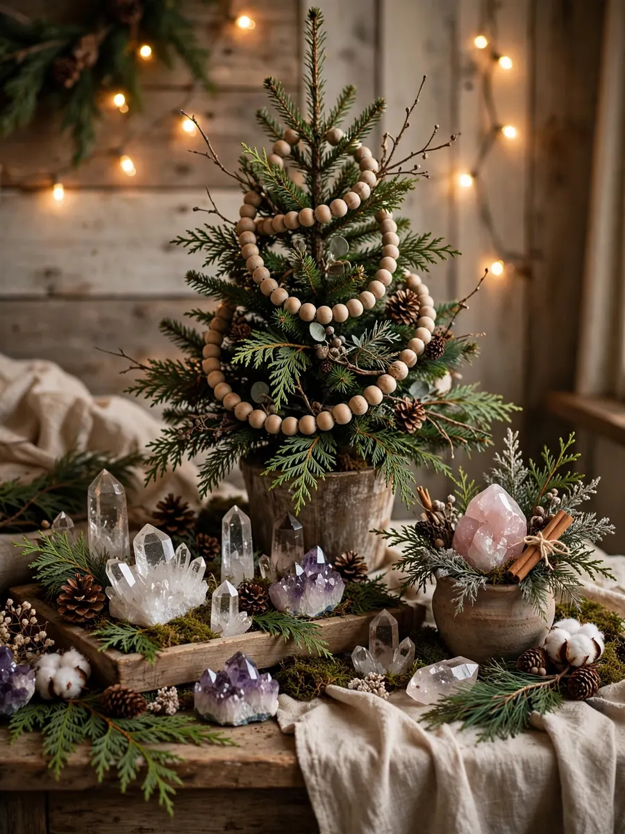 Rustic Cedar Crystal Arrangements idea for Christmas Tree Beaded Garland