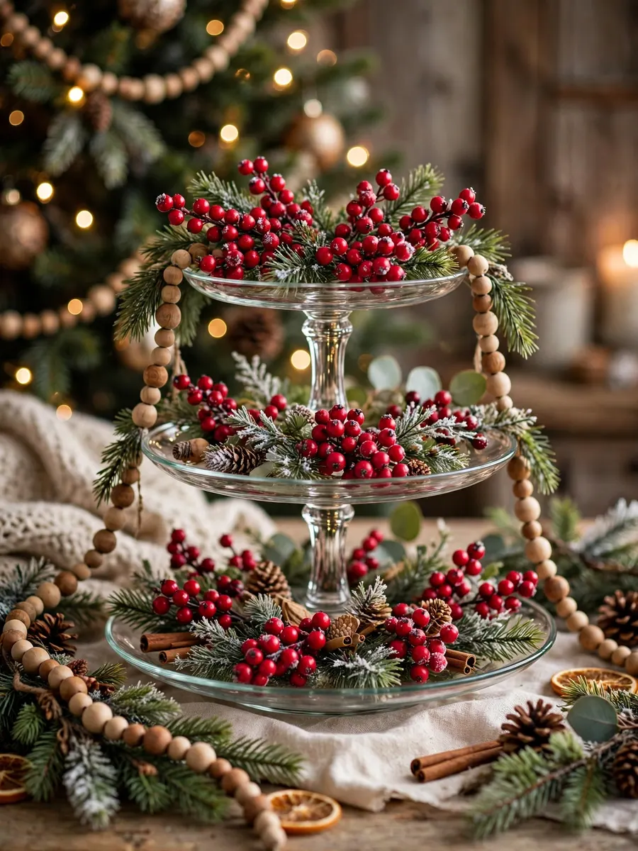 Winterberry Crimson Glass Tiers idea for Christmas Tree Beaded Garland
