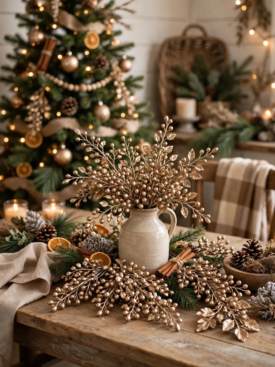 Champagne Bronze Runners Clusters idea for Christmas Tree Farmhouse