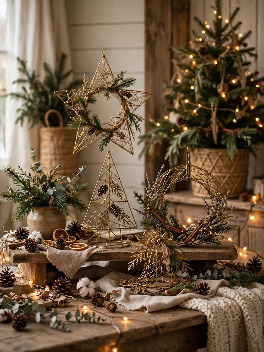 Golden Bronze Wire Arrangements idea for Christmas Tree Farmhouse