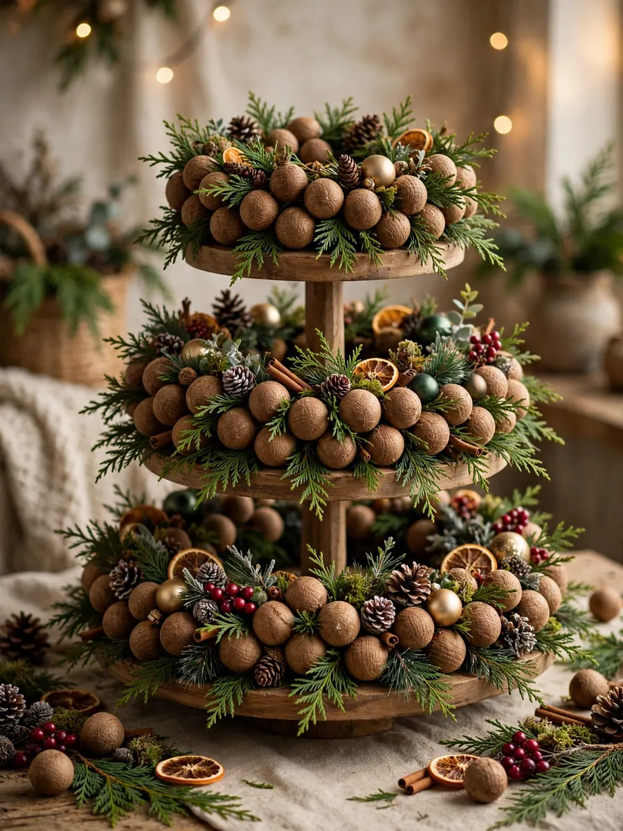 Fresh Cedar Spheres Tiers idea for Christmas Tree Ornament Garland