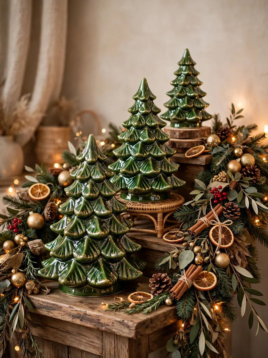 Glazed Ceramic Tree Tiers idea for Christmas Tree Ornament Garland