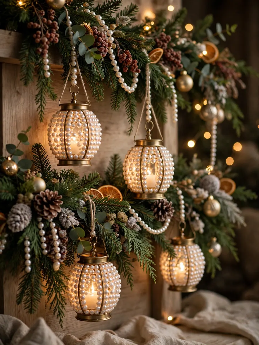 Lustrous Pearl Lantern Vignettes idea for Christmas Tree Ornament Garland