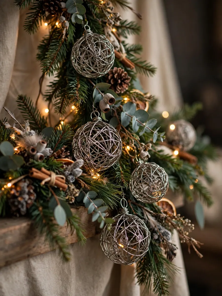 Pewter Wire Baubles Features idea for Christmas Tree Ornament Garland